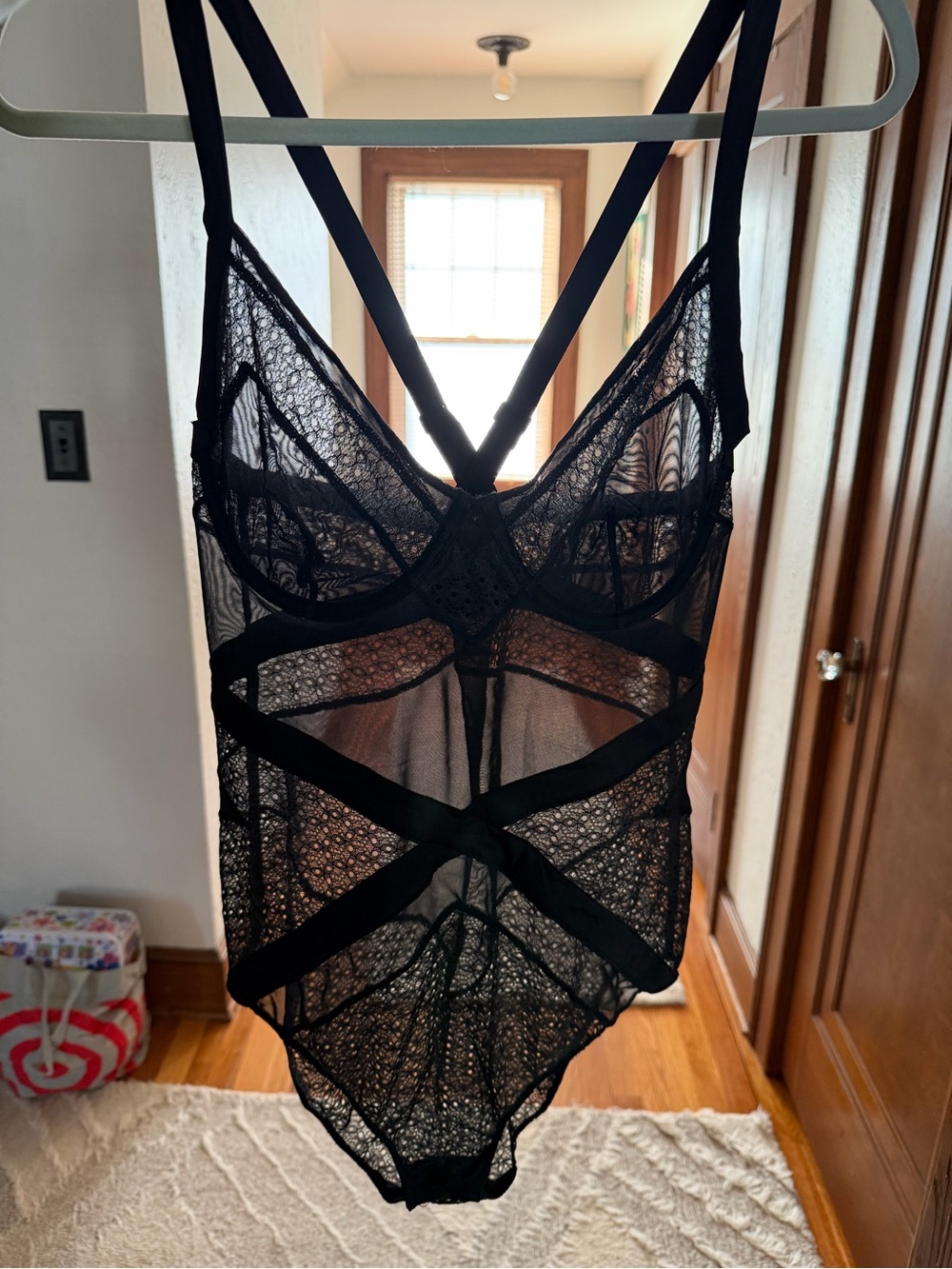 Calvin Klein Black Sheer Lace Bodysuit